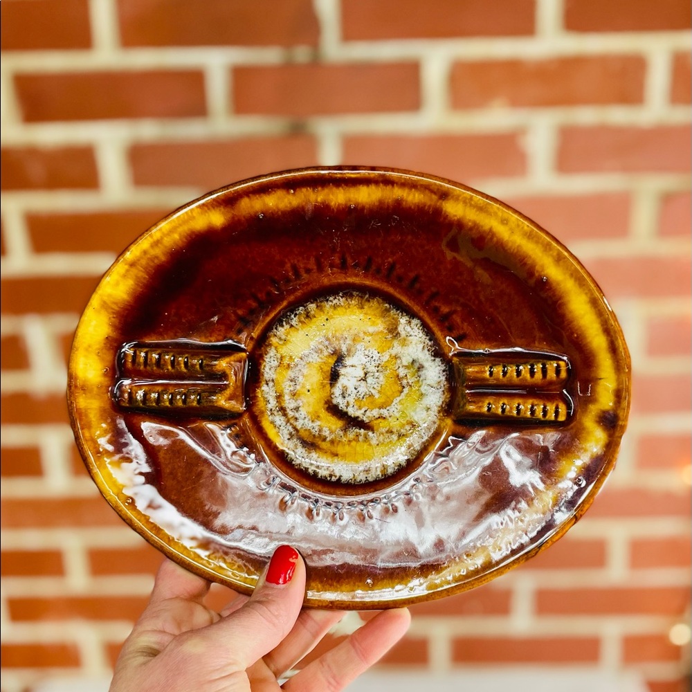 Vintage USA Stoneware Pottery Ashtray